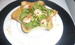 Panier de crevettes et gelée de pamplemousse